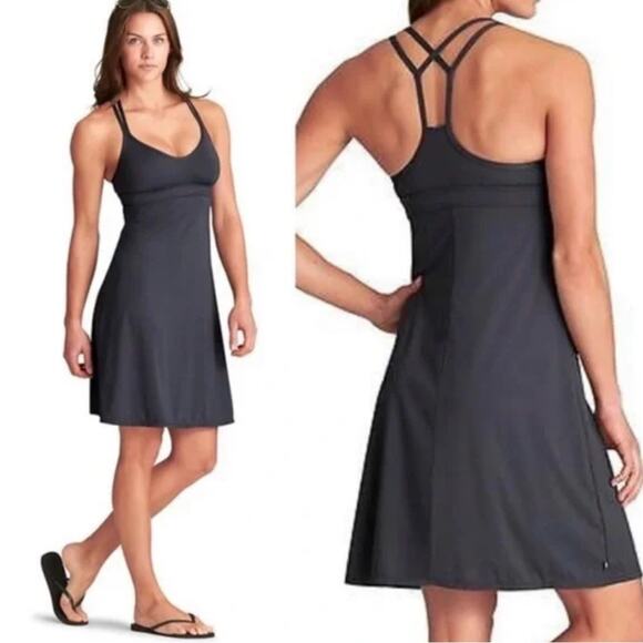 Athleta Coastline Swim Tank Racerback Strappy Dress in Deep Gray Size Medium - Picture 1 of 11